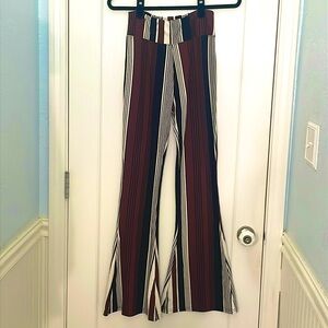 Fun, maroon striped leggings